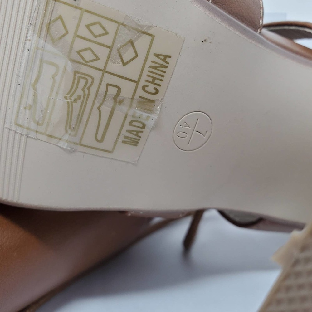 Missguided brown strappy faux leather lace up chunky heels Size 40 - Picture 7 of 7